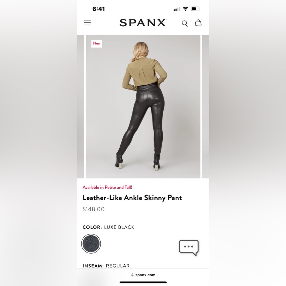 Spanx Leather-Like Ankle Skinny pant